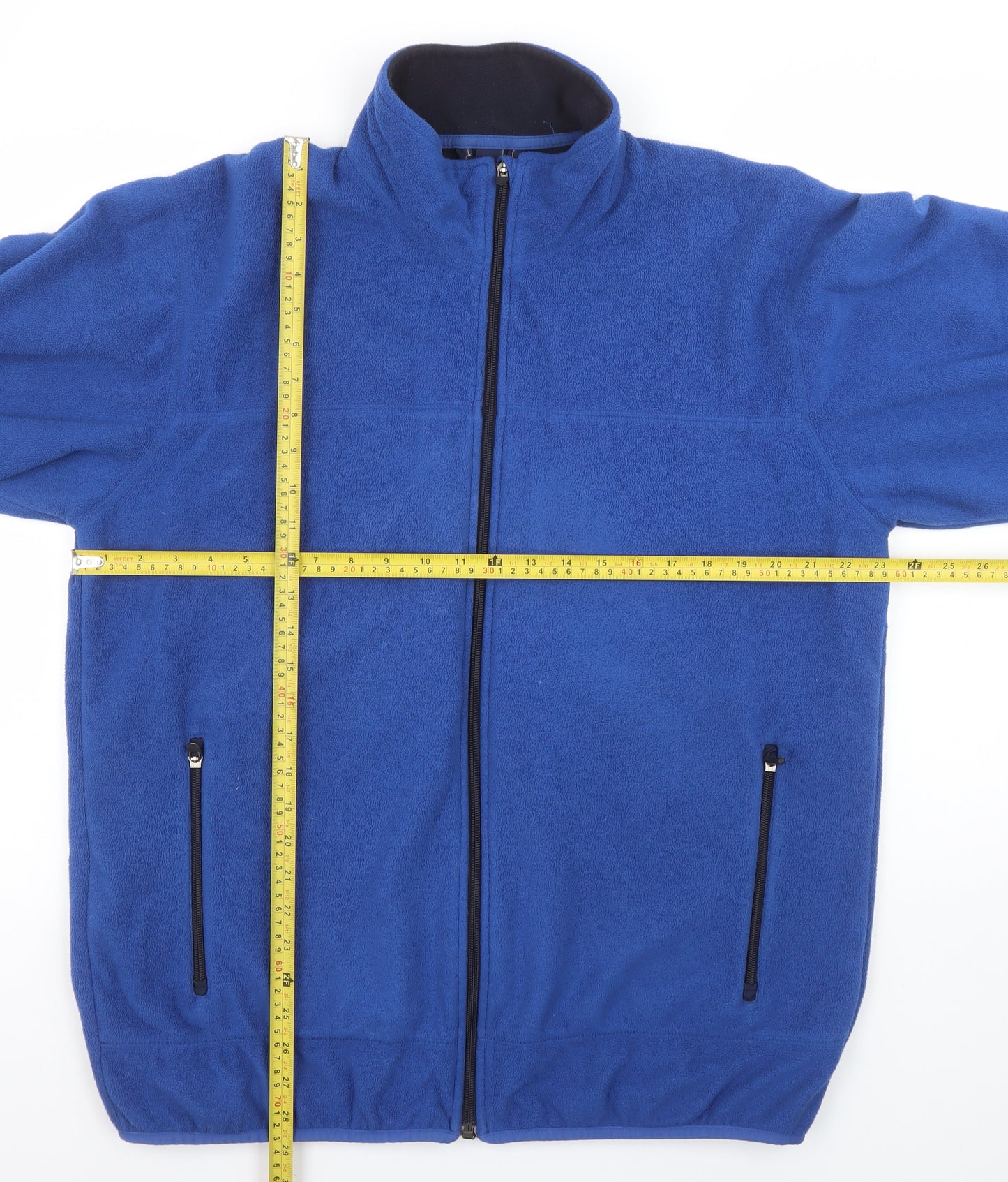 Lands' End Men's Blue Fleece Full Zip Jacket Size L 42in Regular Fit