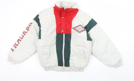 Wavelength Men’s Multicoloured Retro Puffer Jacket XS 32in Polyester Cotton Winter Coat