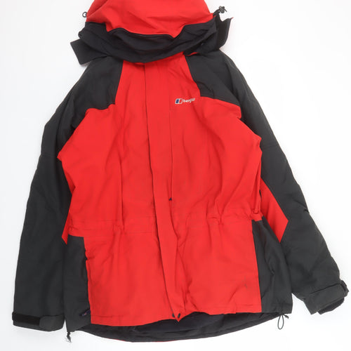 Berghaus Men’s Red Waterproof Parka Jacket L Hooded Outdoor Coat
