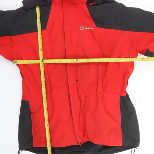 Berghaus Men’s Red Waterproof Parka Jacket L Hooded Outdoor Coat