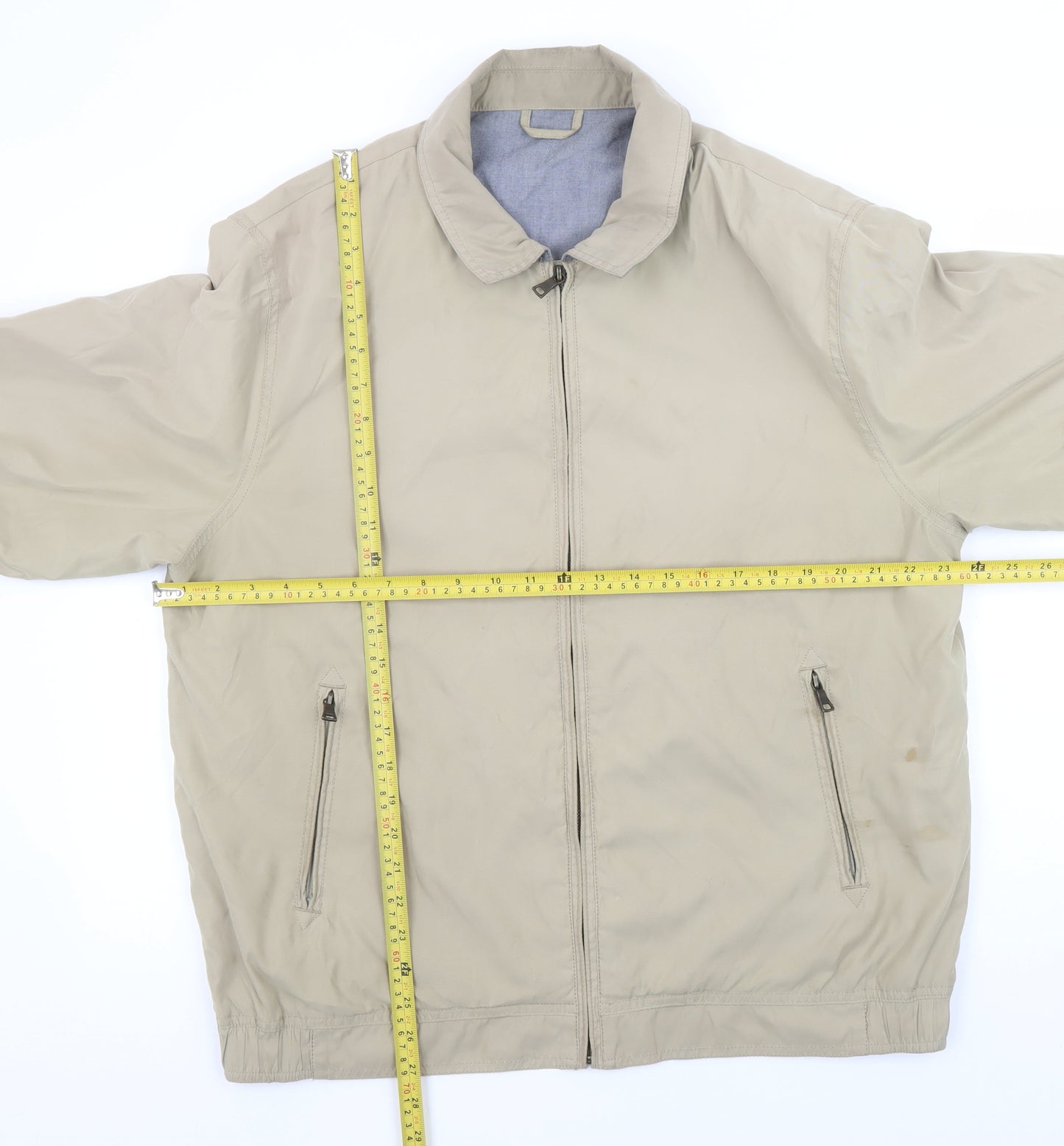 Marks and Spencer Men Beige L Basic Polyester Zip Jacket