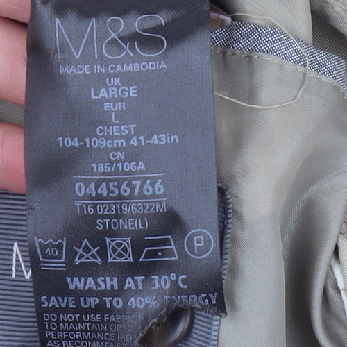 Marks and Spencer Men Beige L Basic Polyester Zip Jacket