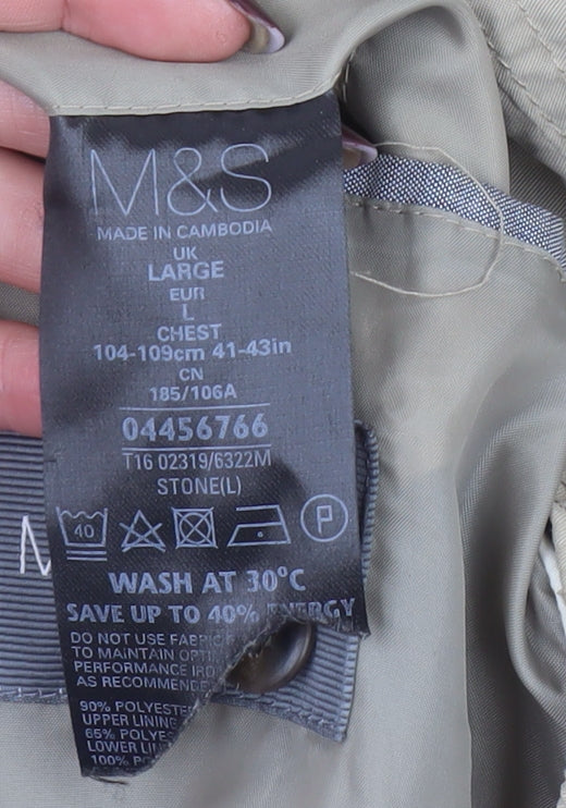 Marks and Spencer Men Beige L Basic Polyester Zip Jacket