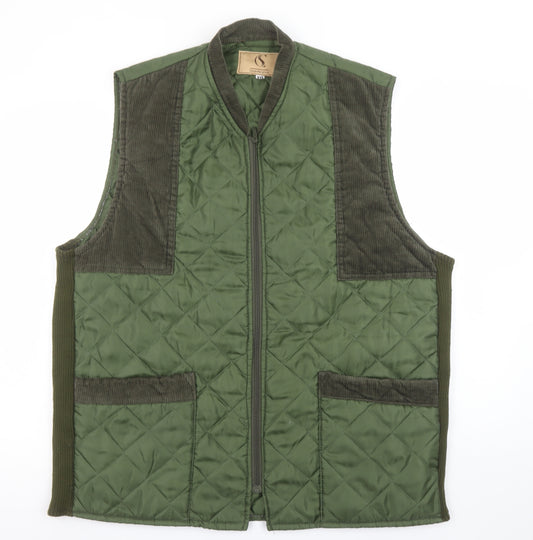 Country Style Men's Green Quilted Waistcoat 2XL Outdoor Padded Vest