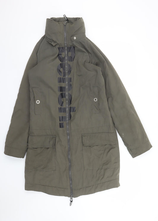 Bench Women’s Green Parka Coat S Long Zip Outdoor Casual