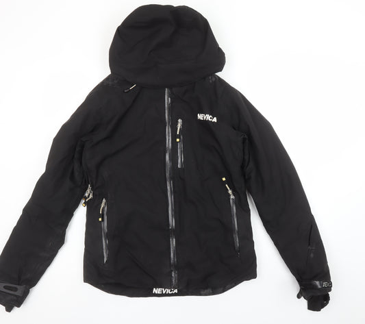 Nevica Women’s Black Ski Jacket Size 8 Waterproof Hooded Winter Coat