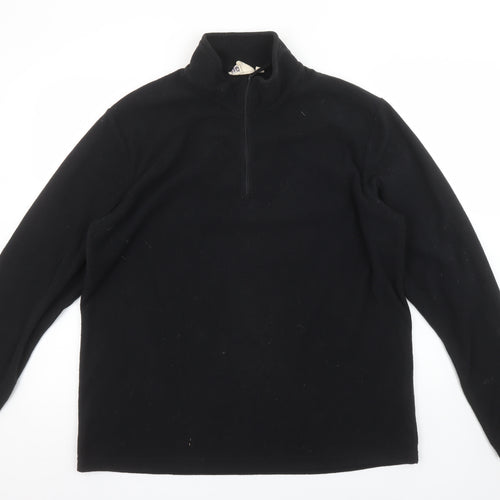 Mountain Warehouse Men's Black Fleece Quarter Zip Pullover Sweatshirt L