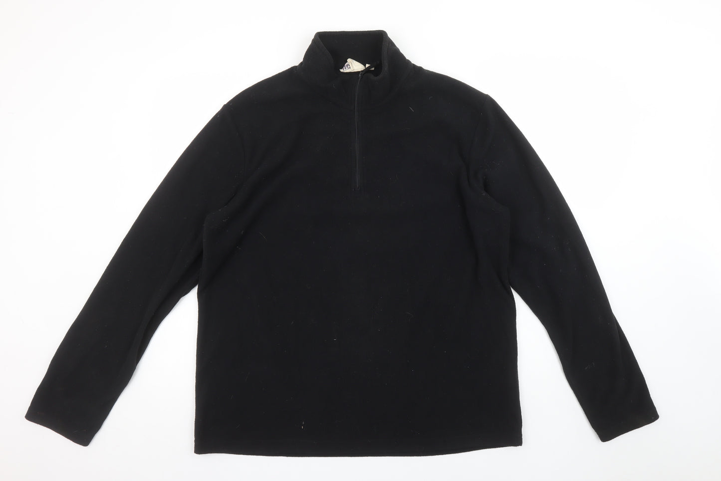 Mountain Warehouse Men's Black Fleece Quarter Zip Pullover Sweatshirt L