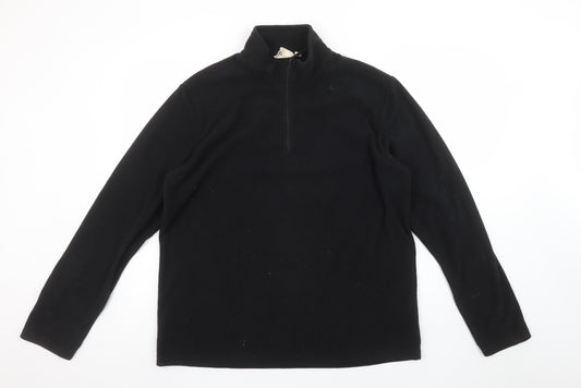 Mountain Warehouse Men's Black Fleece Quarter Zip Pullover Sweatshirt L