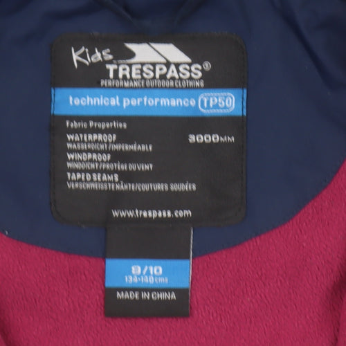 Trespass Boys Blue Waterproof Hooded Parka Jacket 9-10 Years