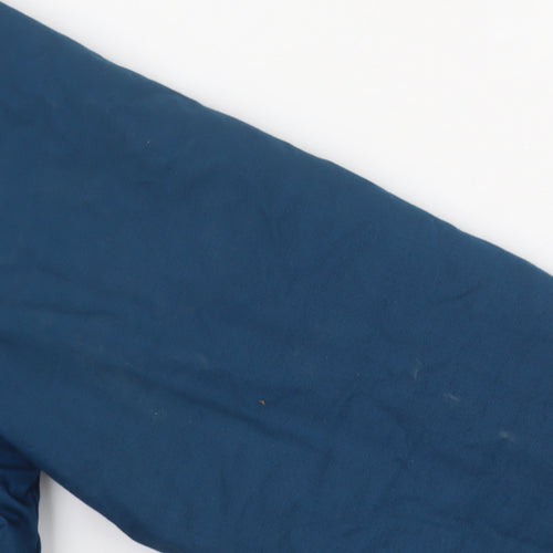 George Women Blue Parka Jacket Size 12 Hooded Mid-Length Cotton Blend