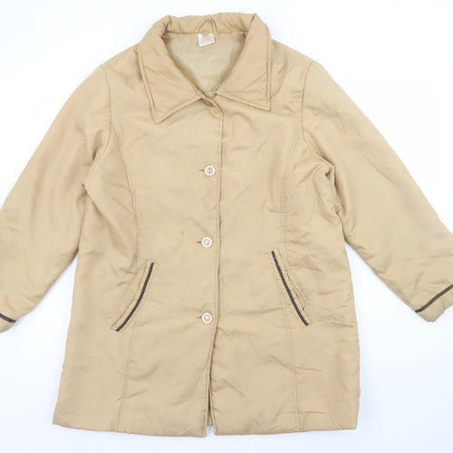 Neville Womens Beige Mid-Length Button Coat UK 10/12 Vintage Smart Casual