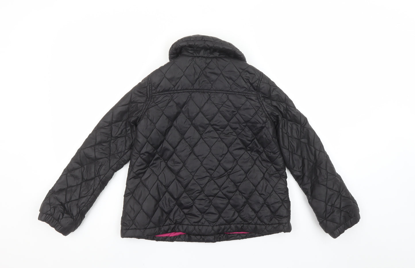 H&M Girls Black Quilted Mid-Length Jacket 9-10 Years Lined Padded Coat