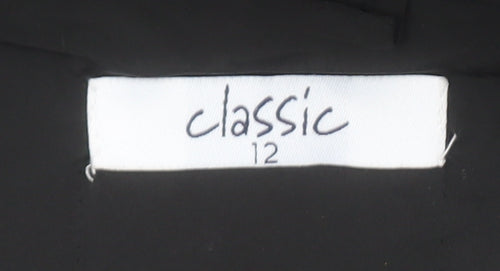 Classic Womens Black Hooded Anorak Jacket Size 12 Mid-Length Polyester