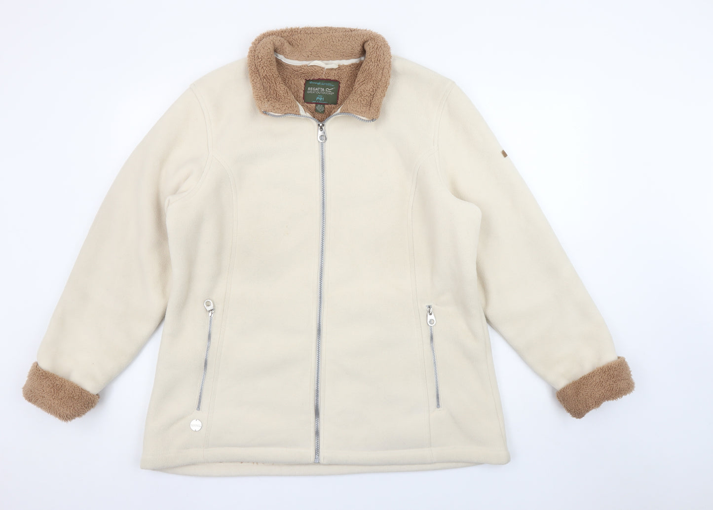 Regatta Women Beige Fleece Jacket Size 16 Full Zip Outdoor Warm
