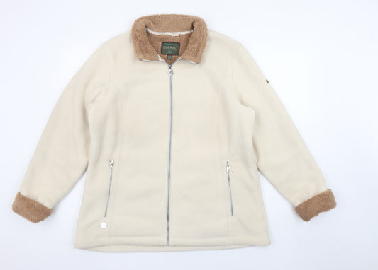 Regatta Women Beige Fleece Jacket Size 16 Full Zip Outdoor Warm