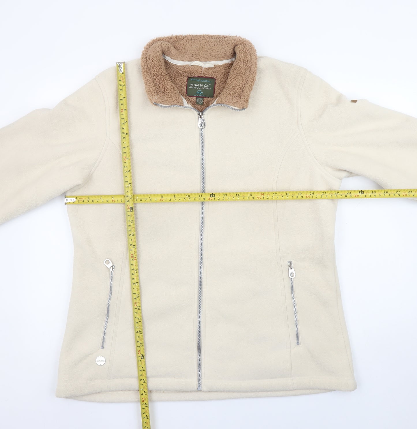 Regatta Women Beige Fleece Jacket Size 16 Full Zip Outdoor Warm
