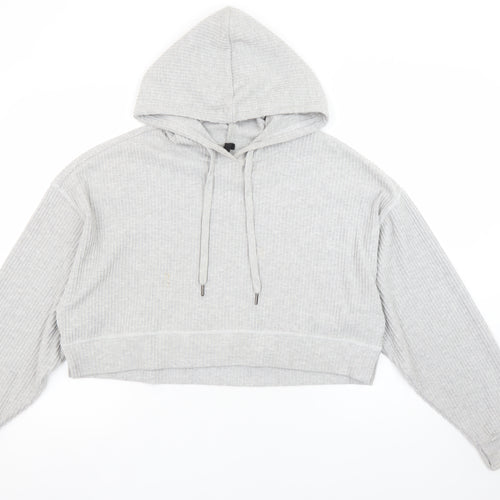 Cotton On Body Womens Grey Cropped Ribbed Hoodie Size L