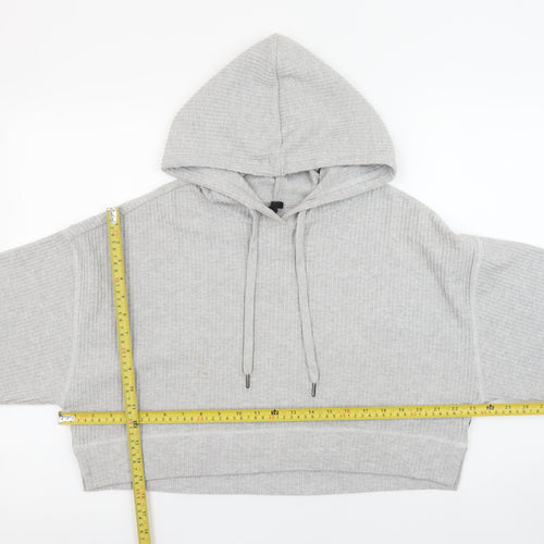 Cotton On Body Womens Grey Cropped Ribbed Hoodie Size L