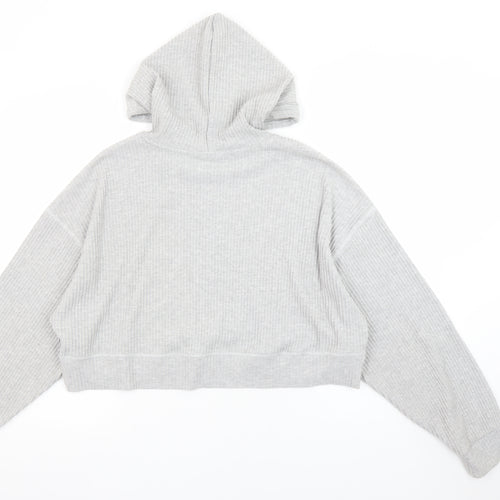 Cotton On Body Womens Grey Cropped Ribbed Hoodie Size L