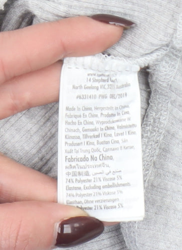 Cotton On Body Womens Grey Cropped Ribbed Hoodie Size L