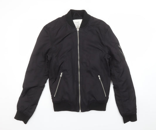 Next Men's Black Bomber Jacket XS Full Zip Polyester Lined Outerwear