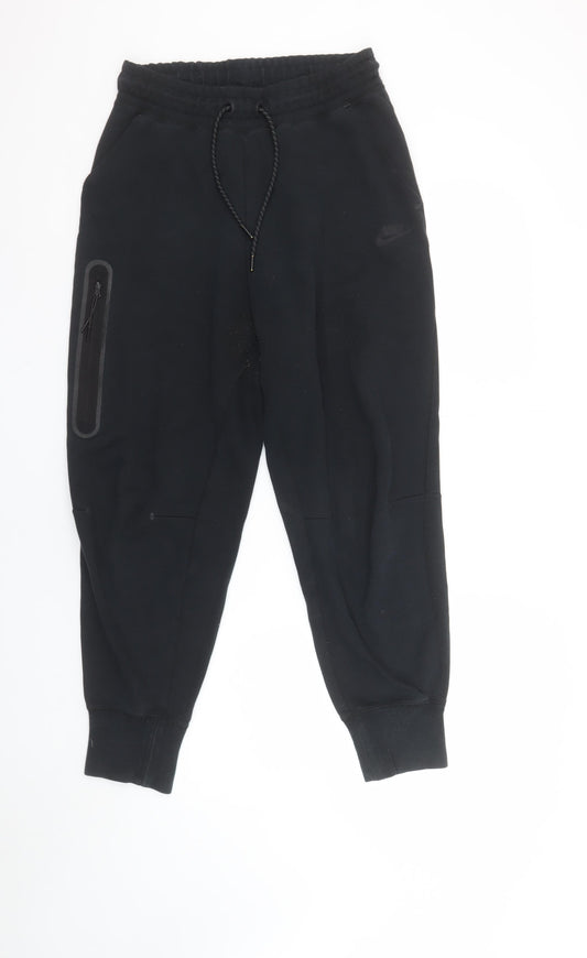 Nike Women's Black Jogger Trousers S Fleece Casual Tapered Fit