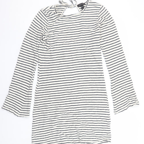 New Look Womens White Striped T-Shirt Dress Size 12