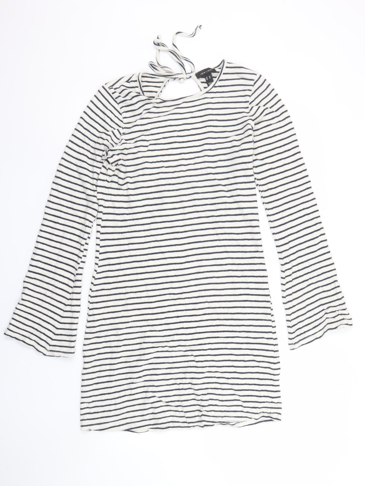 New Look Womens White Striped T-Shirt Dress Size 12