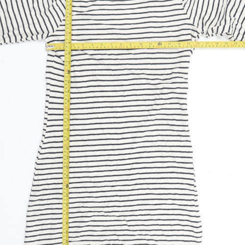 New Look Womens White Striped T-Shirt Dress Size 12