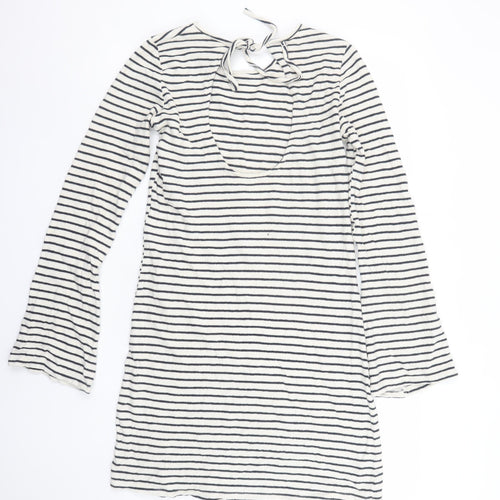 New Look Womens White Striped T-Shirt Dress Size 12
