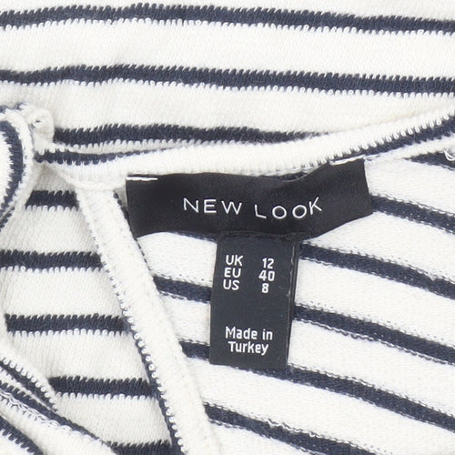 New Look Womens White Striped T-Shirt Dress Size 12