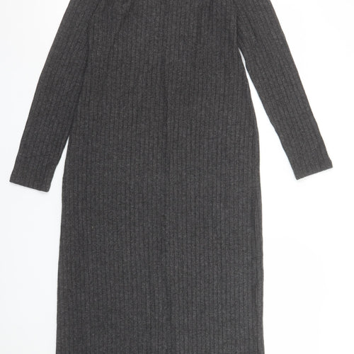 New Look Women Grey Maternity Size 12 Knit Bodycon Midi Dress