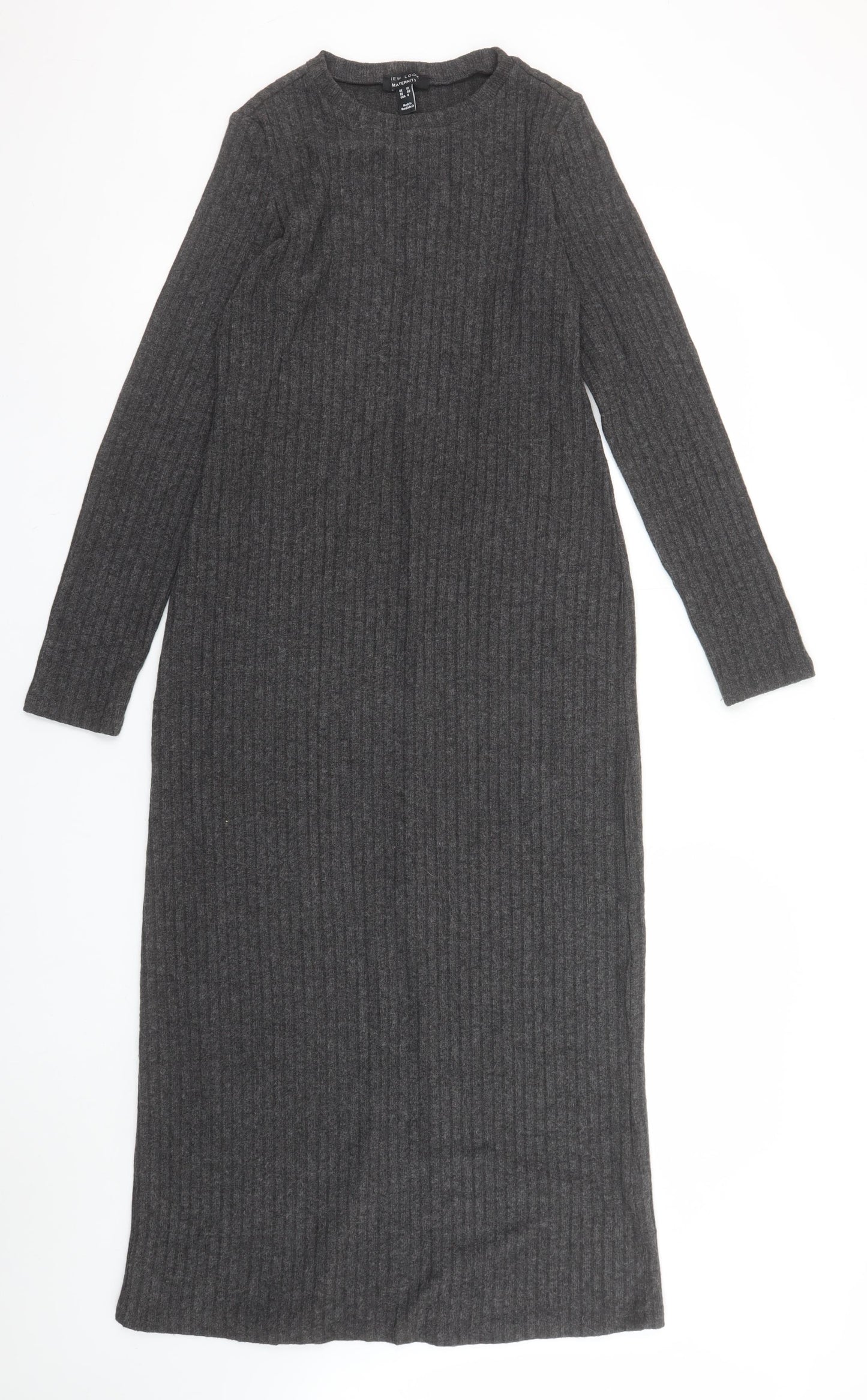 New Look Women Grey Maternity Size 12 Knit Bodycon Midi Dress