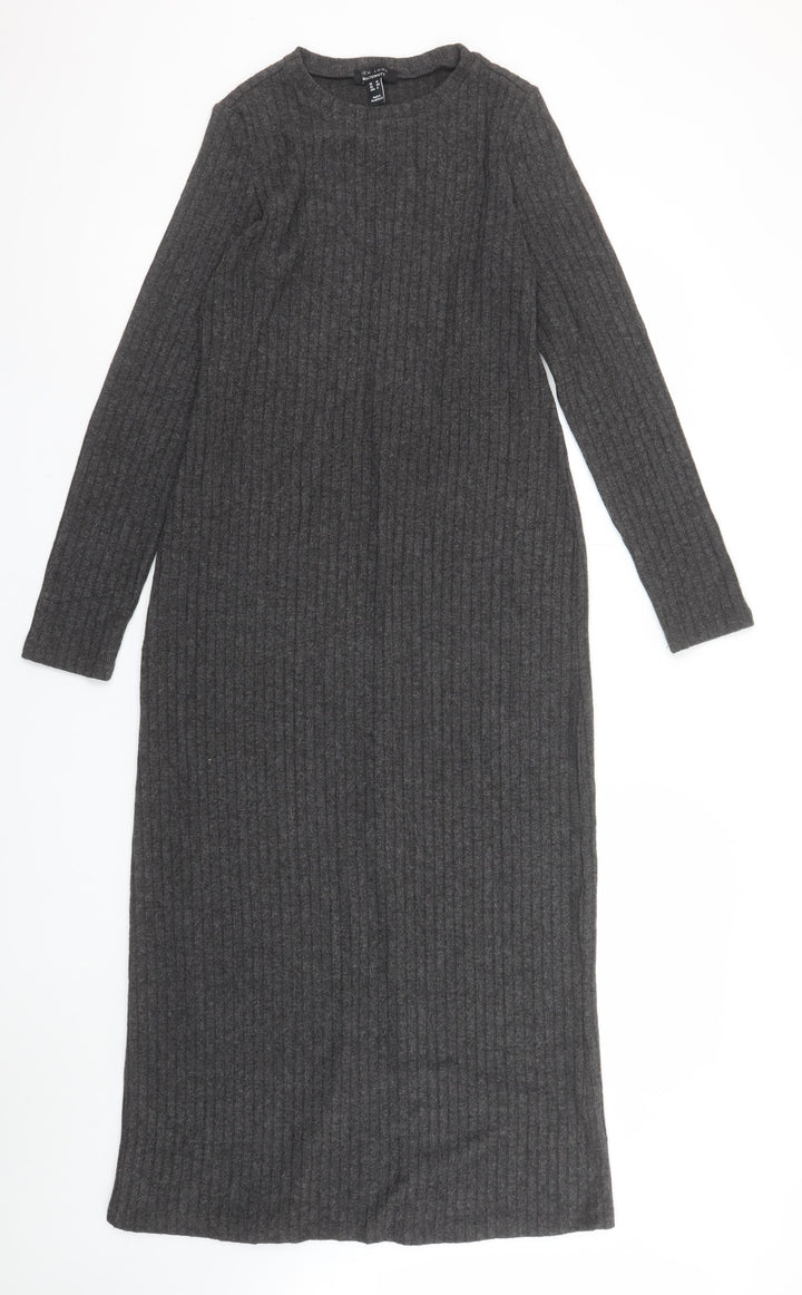 New Look Women Grey Maternity Size 12 Knit Bodycon Midi Dress