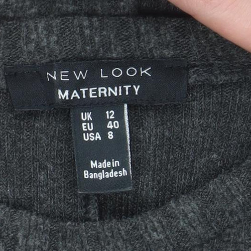 New Look Women Grey Maternity Size 12 Knit Bodycon Midi Dress