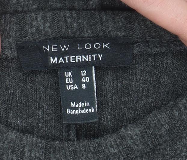 New Look Women Grey Maternity Size 12 Knit Bodycon Midi Dress