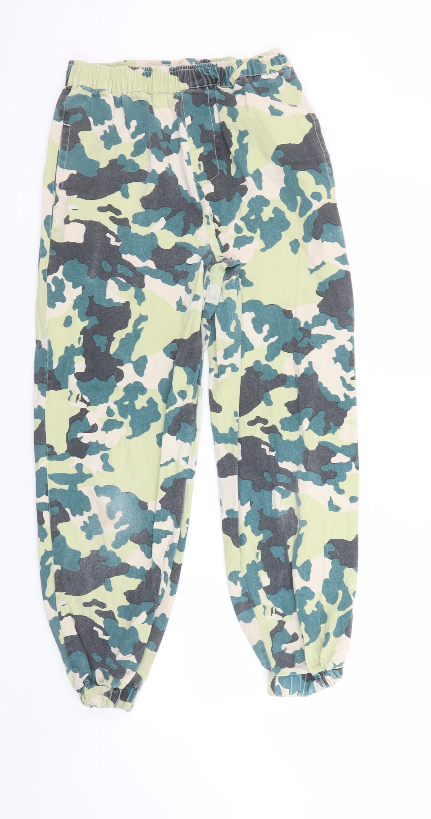Reclaimed Vintage Women's Green Camouflage Cargo Trousers UK 8