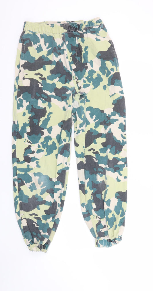 Reclaimed Vintage Women's Green Camouflage Cargo Trousers UK 8