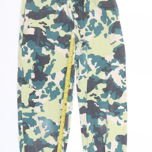 Reclaimed Vintage Women's Green Camouflage Cargo Trousers UK 8