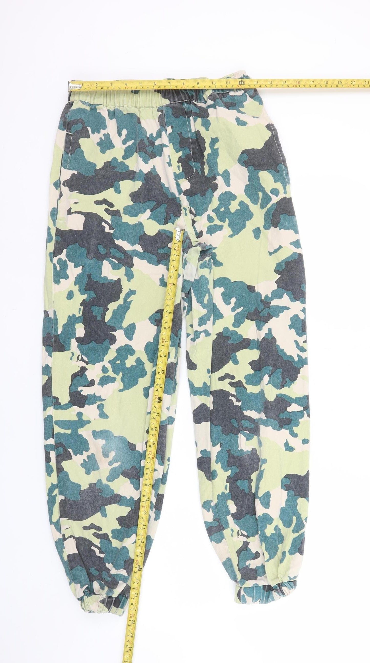 Reclaimed Vintage Women's Green Camouflage Cargo Trousers UK 8