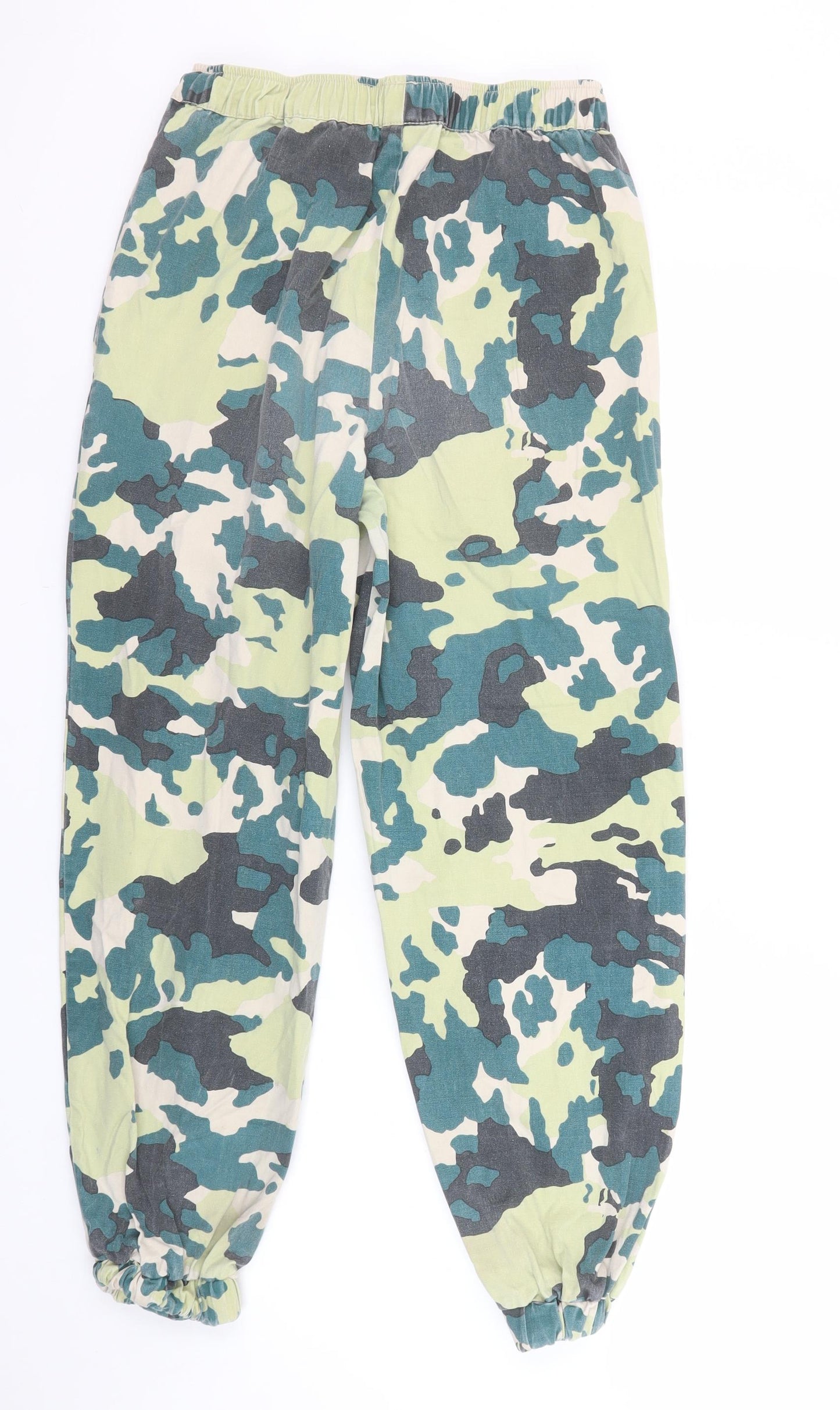 Reclaimed Vintage Women's Green Camouflage Cargo Trousers UK 8