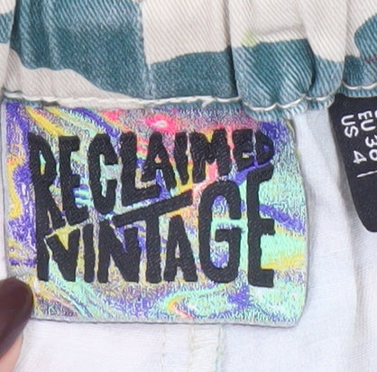 Reclaimed Vintage Women's Green Camouflage Cargo Trousers UK 8