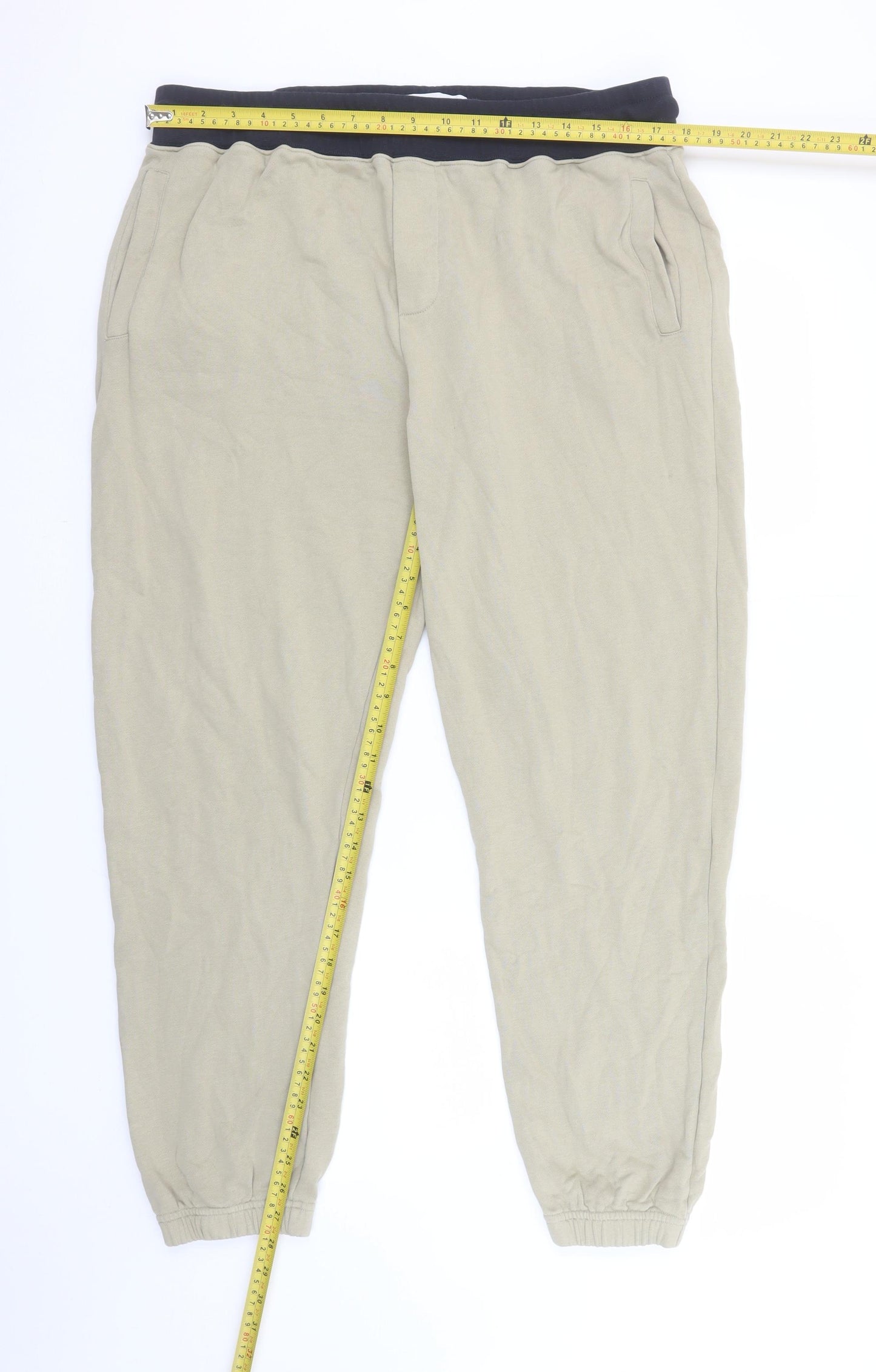 Mr P. Mens Beige Cotton Jogger Trousers 2XL Regular Fit