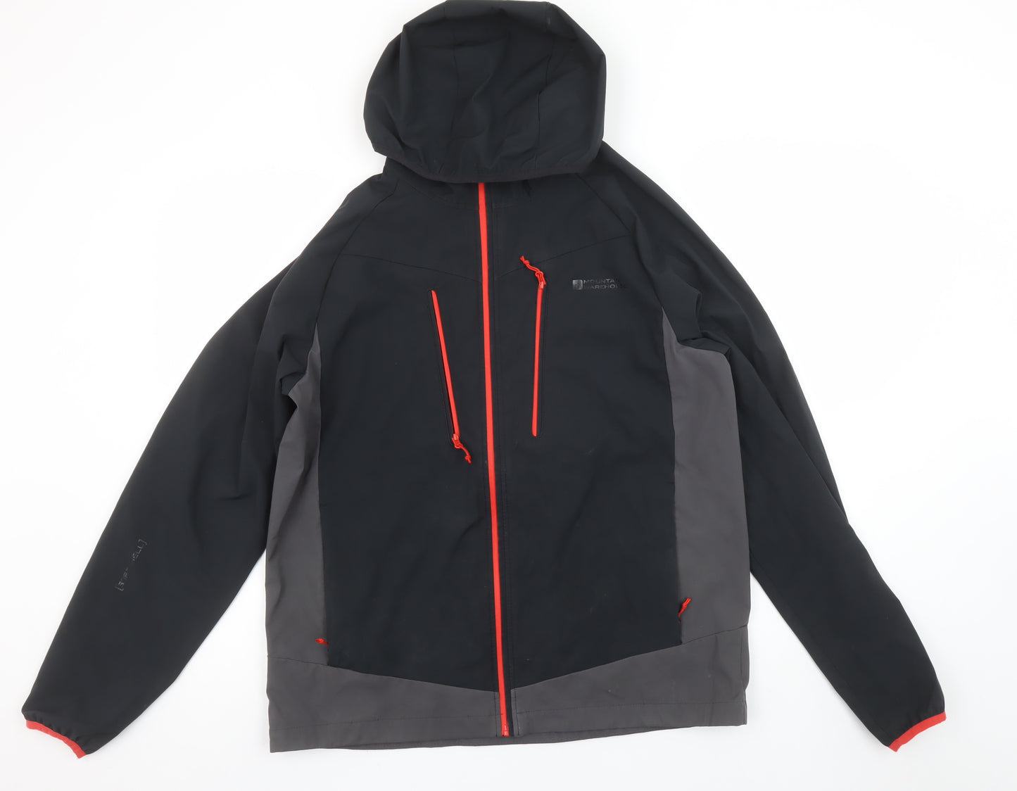 Mountain Warehouse Men's Black Softshell Hooded Jacket M Windproof Water Resistant