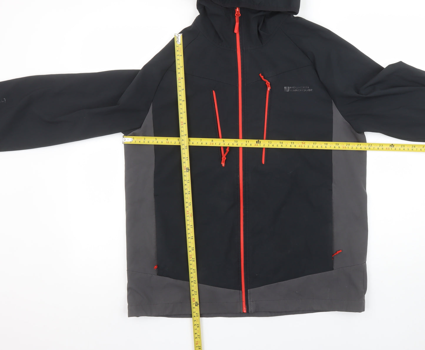 Mountain Warehouse Men's Black Softshell Hooded Jacket M Windproof Water Resistant