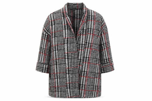Front view of Primark Women’s Multicoloured Check Coatigan, size M, (10/12)