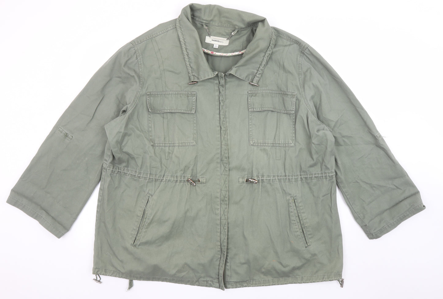 Hawke & Co Womens Green Cotton Military Jacket Size XL