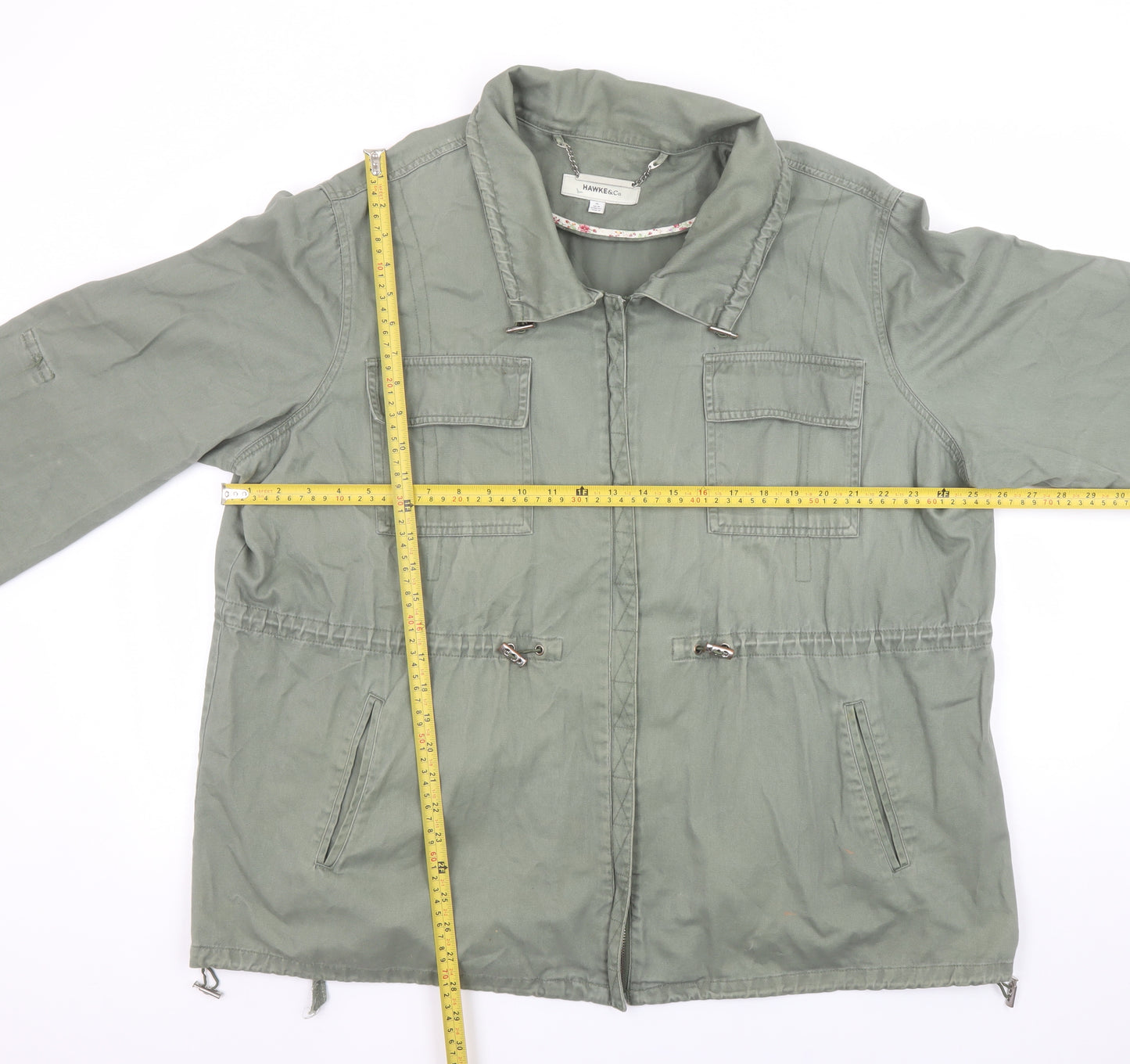Hawke & Co Womens Green Cotton Military Jacket Size XL