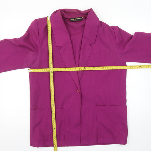 Sag Harbor Women’s Purple Linen Blazer Size 10 Single Breasted 3/4 Sleeve